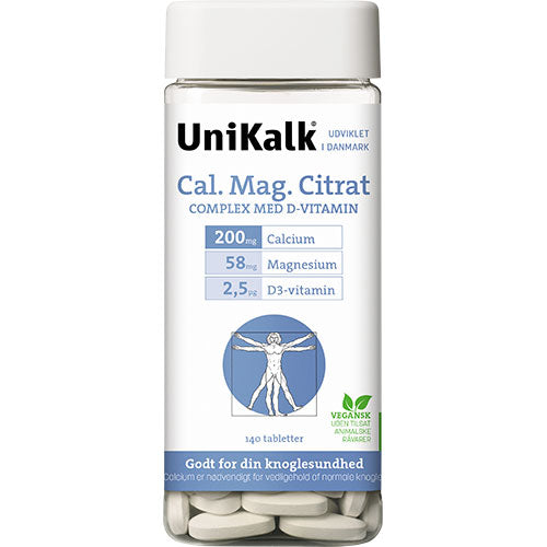 Unikalk Cal-mag-citrat | 140 Tabl. fra Unikalk på Mecindo.dk