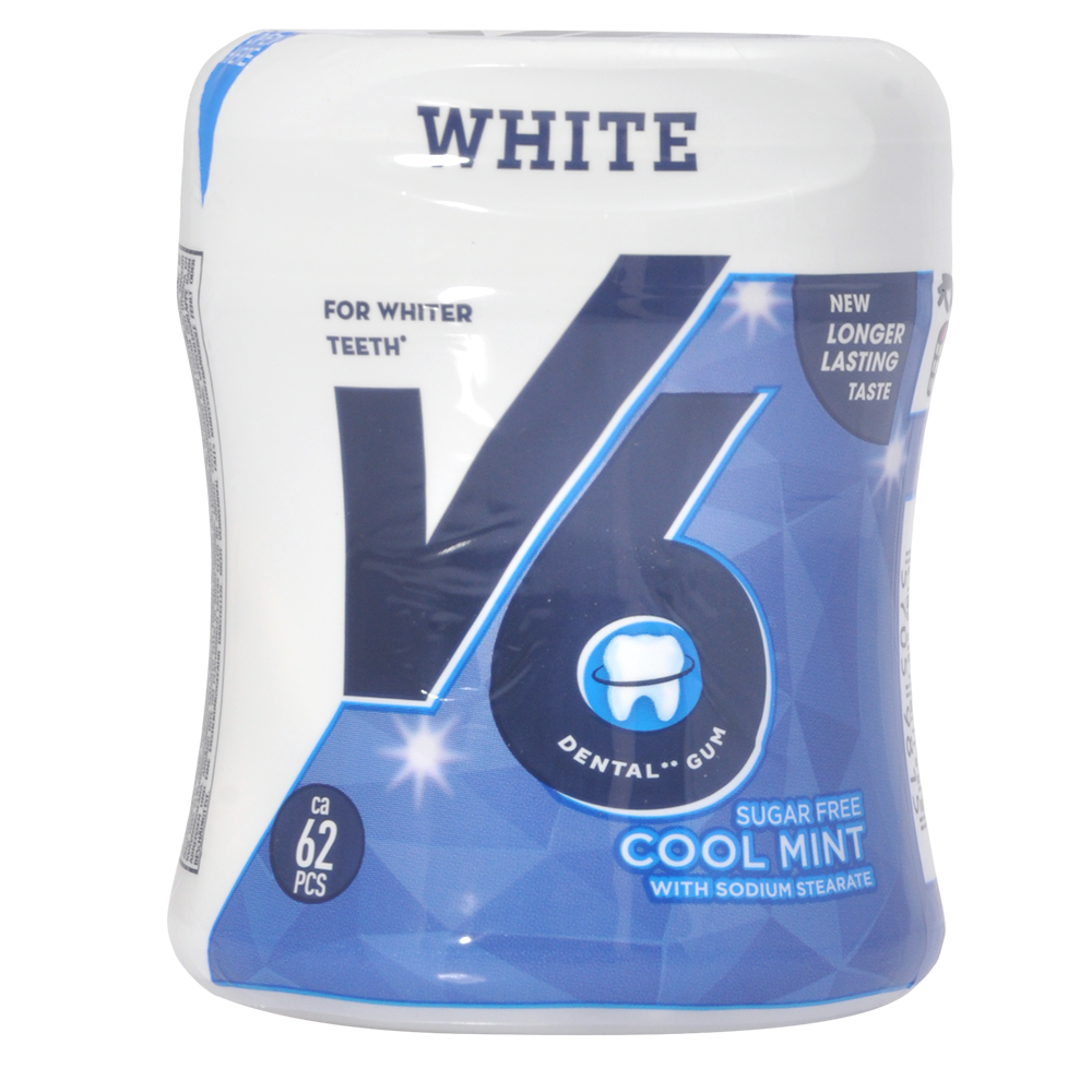 V6 Dental V6 White Cool Mint Tyggegummi | 87 gr fra V6 Dental på Mecindo.dk