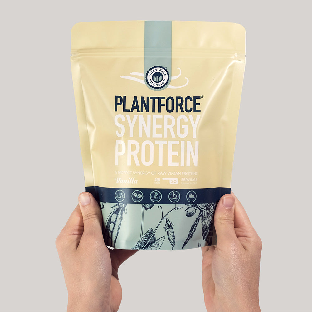 Plantforce Synergy Protein Vanilje | 400 gr fra Plantforce på Mecindo.dk