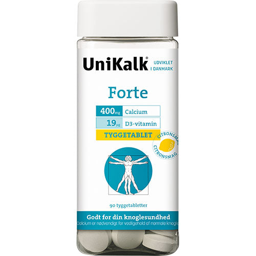 Unikalk Forte Tyggetablet M. Citrussmag | 90 Tabl. fra Unikalk på Mecindo.dk