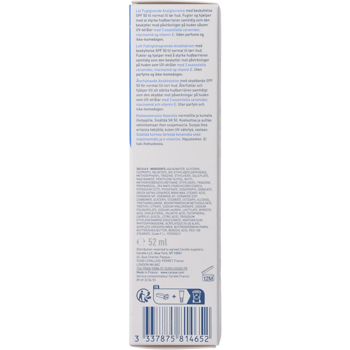 CeraVe Facial Moisturising Lotion Spf50 | 52 ml fra CeraVe på Mecindo.dk