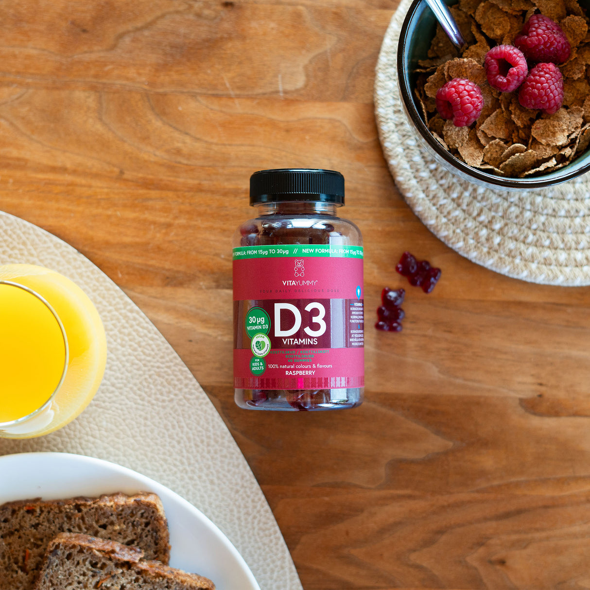 VitaYummy D3 Raspberry | 60 vingummier fra VitaYummy på Mecindo.dk