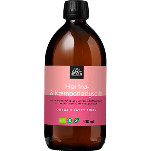 Urtekram Hørfrø- & Kæmpenatlysolie Økologisk | 500 ml fra Urtekram på Mecindo.dk
