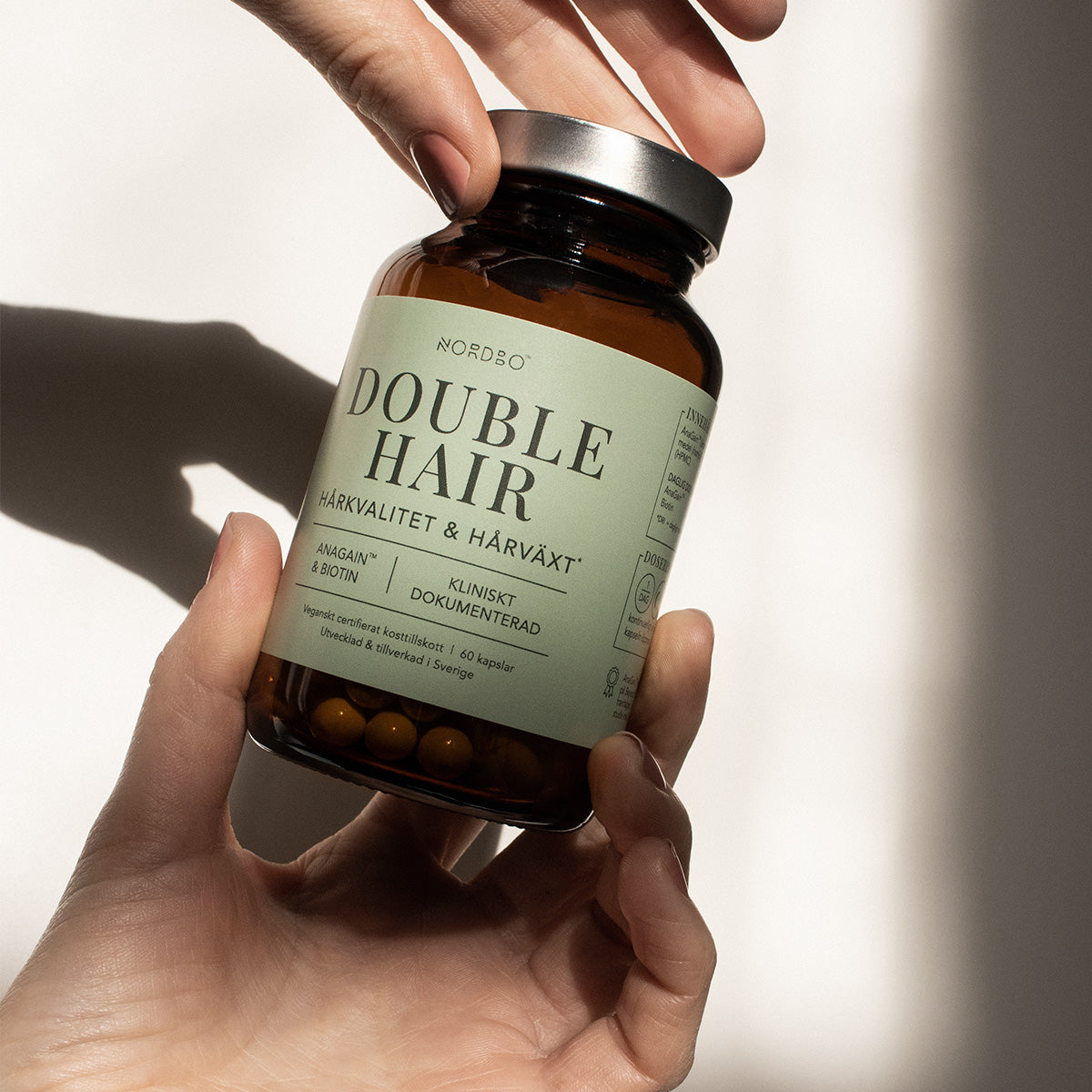 NORDBO Double Hair | 60 kapsler fra NORDBO på Mecindo.dk