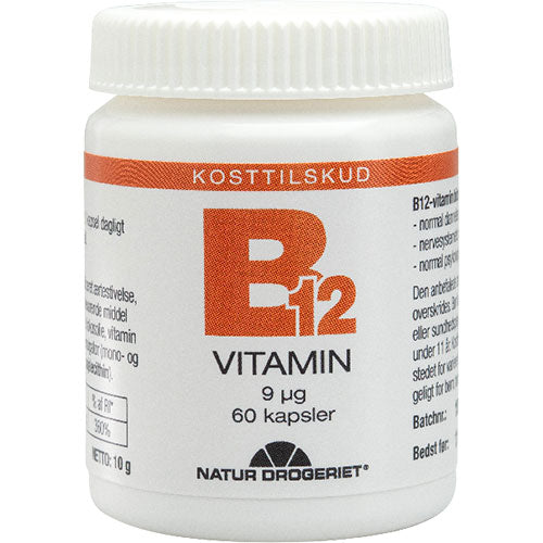 Natur-Drogeriet B12 Vitamin 9 Ug | 60 kapsler fra Natur-Drogeriet på Mecindo.dk