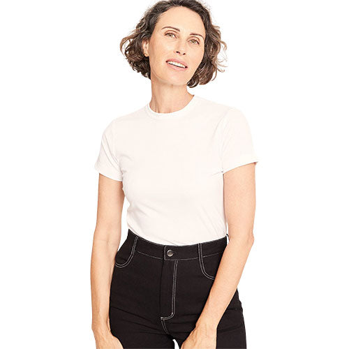 Boody Women's Ribbed Crew Neck T-shirt Hvid | Str. Xl fra Boody på Mecindo.dk