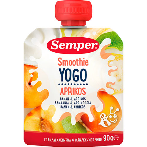 Semper Yogo Smoothie Med Banan Og Abrikos Fra 6 Mdr. | 90 gr fra Semper på Mecindo.dk