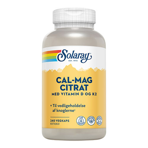 Solaray Cal-mag Citrat Med Vitamin D Og K2 | 240 kapsler fra Solaray på Mecindo.dk