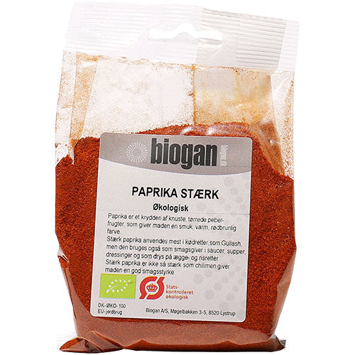 Biogan Paprika Stærk Økologisk | 100 gr fra Biogan på Mecindo.dk