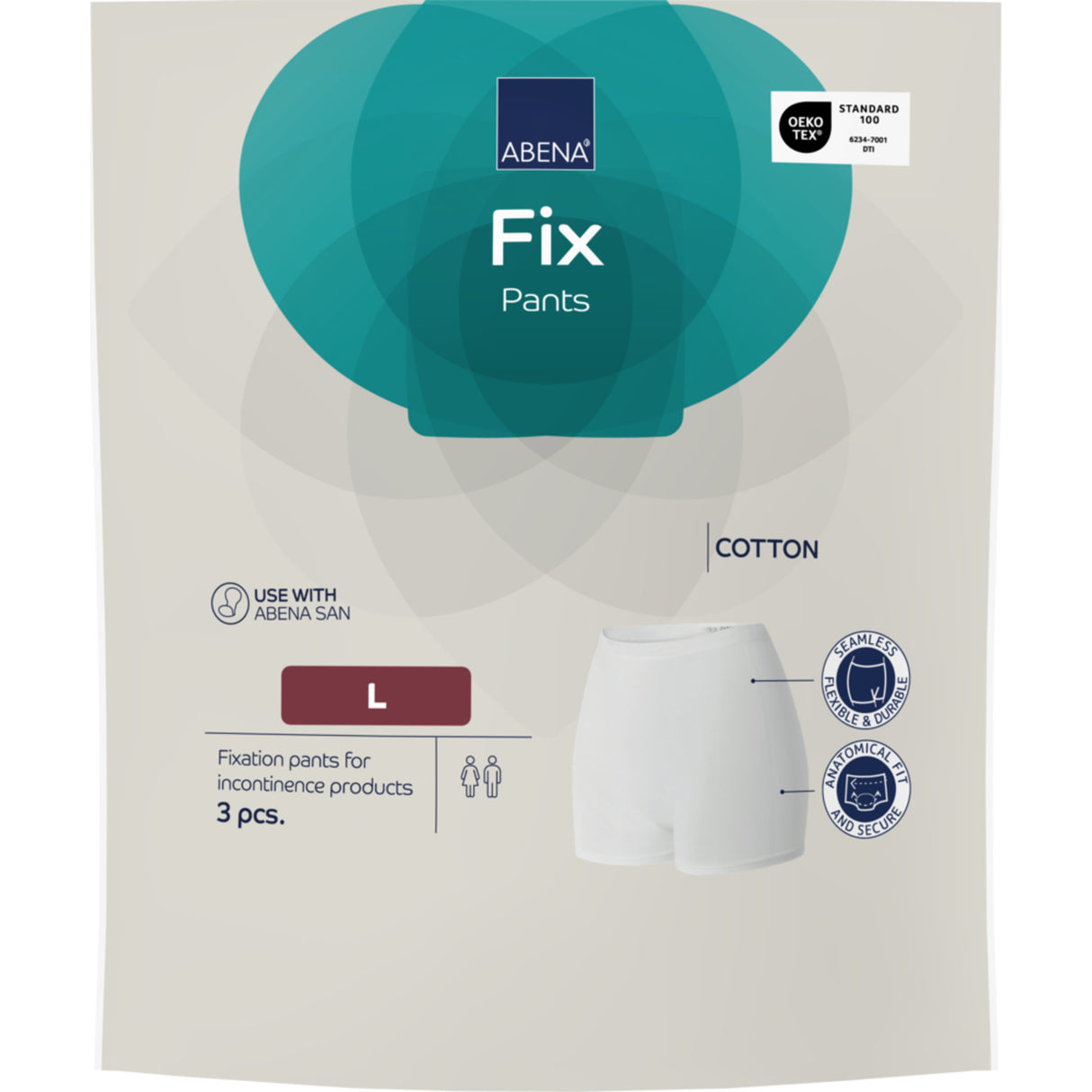 Abena Fix Pants Cotton Med Ben (3 stk) | Str. L fra Abena på Mecindo.dk