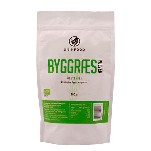 Unikfood Byggræs Pulver Økologisk | 200 gr fra Unikfood på Mecindo.dk