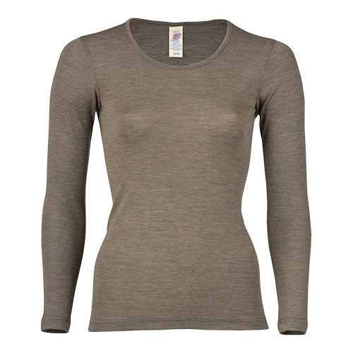Engel Natur Langærmet Bluse, Uld/silke, Walnut | Str. 42/44 fra Engel Natur på Mecindo.dk