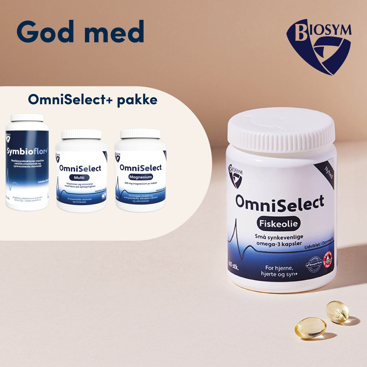 Biosym Omniselect Fiskeolie | 60 kapsler fra Biosym på Mecindo.dk
