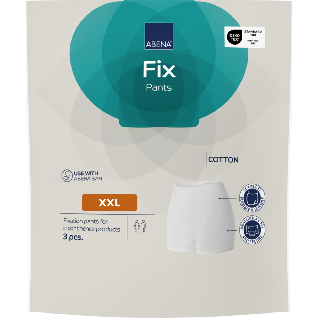 Abena Fix Pants Cotton Med Ben (3 stk) | Str. Xxl fra Abena på Mecindo.dk