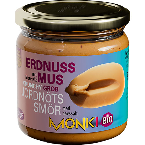 Monki Jordnøddesmør Crunch Økologisk | 330 gr fra Monki på Mecindo.dk