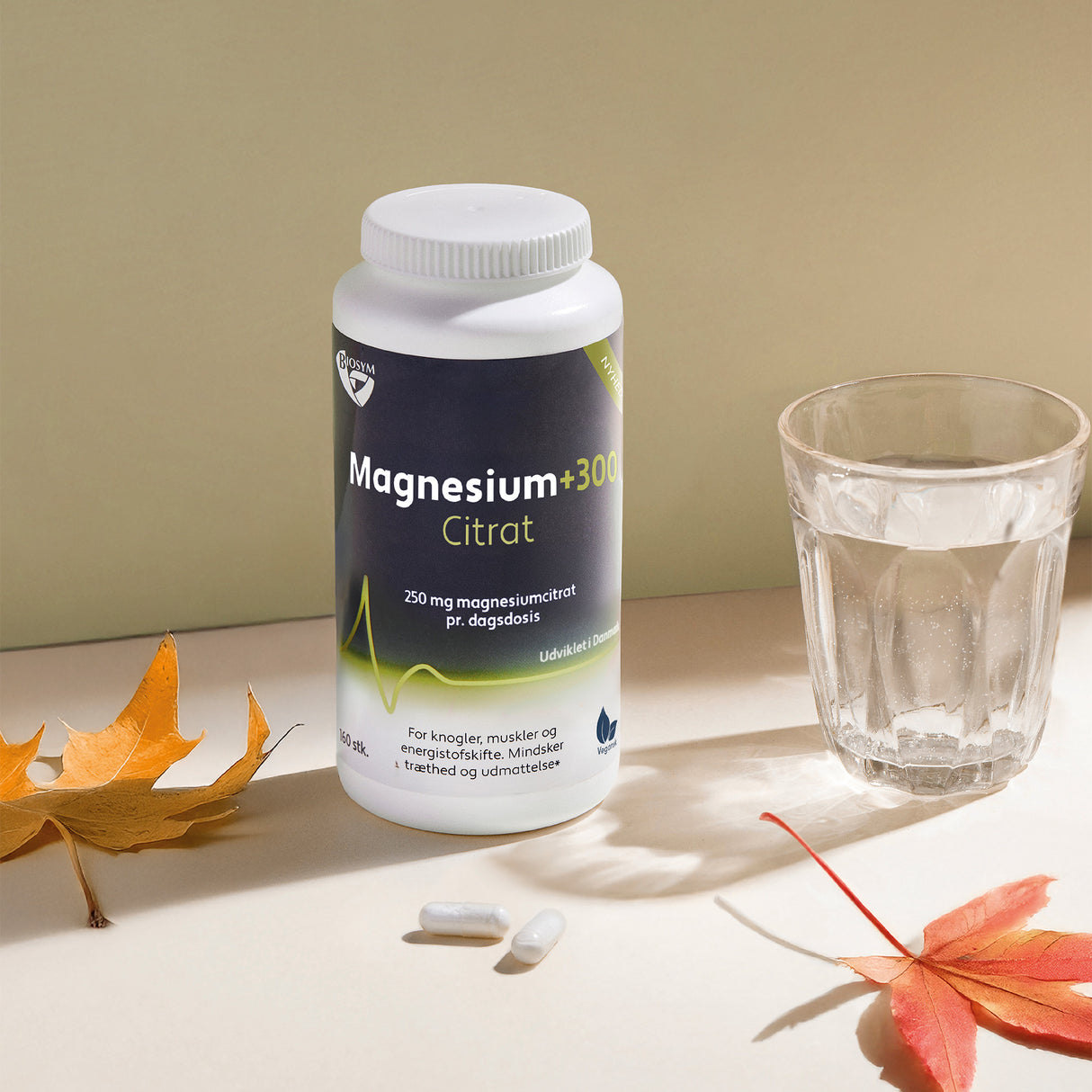 Biosym Magnesium+300 Citrat | 160 kapsler fra Biosym på Mecindo.dk