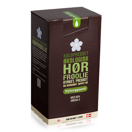 Nyborggaard Hørfrøolie Koldpresset Økologisk | 1 ltr fra Nyborggaard på Mecindo.dk