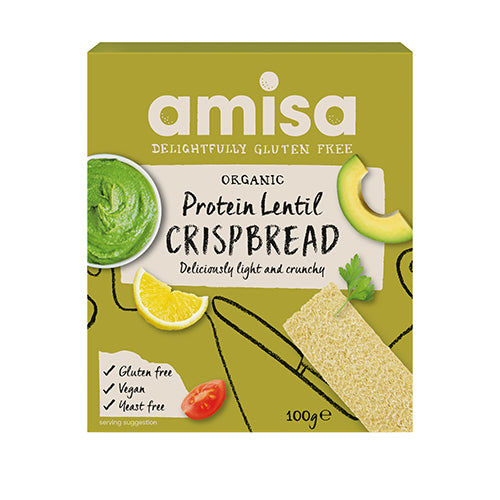 Amisa Knækbrød Protein M. Linser Glutenfri Økologisk | 100 gr fra Amisa på Mecindo.dk