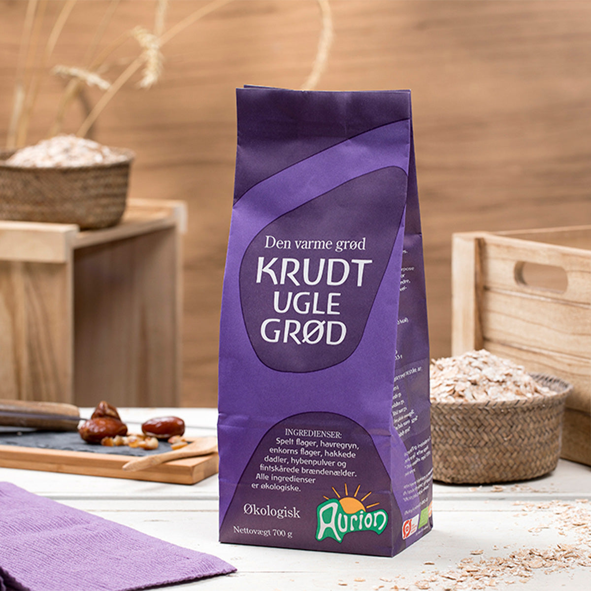 Aurion Krudtuglegrød Økologisk | 700 gr fra Aurion på Mecindo.dk