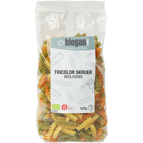 Biogan Tricolor Pasta Skruer Økologisk | 500 gr fra Biogan på Mecindo.dk