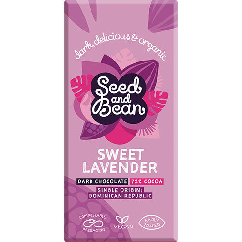 Seed & Bean Mørk Chokolade 72% M. Lavendel Økologisk | 85 gr fra Seed & Bean på Mecindo.dk