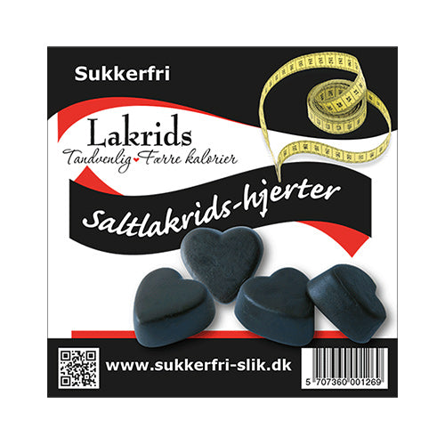 Lakridshjerter Salt Sukkerfri | 90 gr fra Mecindo.dk på Mecindo.dk