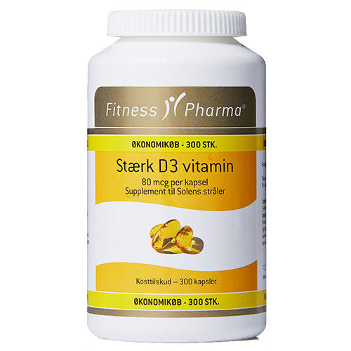 Fitness Pharma Stærk D3 Vitamin | 300 kapsler fra Fitness Pharma på Mecindo.dk