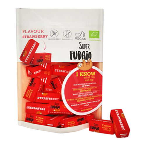 Super Fudgio Karameller Med Jordbær Økologisk | 150 gr fra Super Fudgio på Mecindo.dk