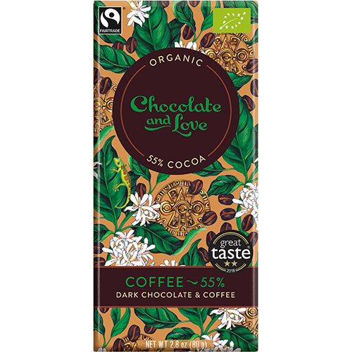 Chocolate and Love Chokolade Coffee 55% Økologisk | 80 gr fra Chocolate and Love på Mecindo.dk