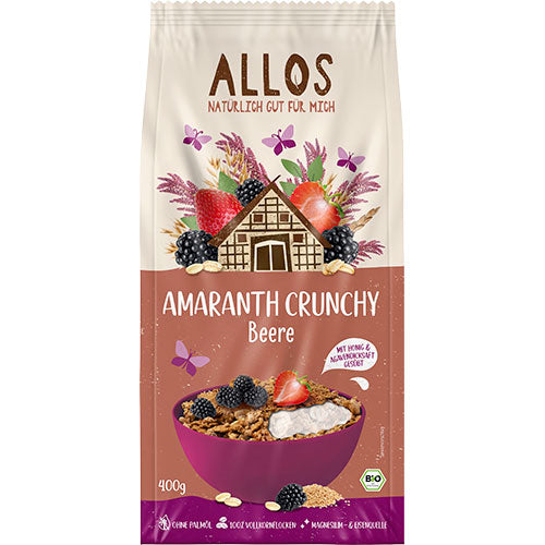Allos Amaranth Crunchy Mysli Red Fruit, Wild Berry Økologisk | 400 gr fra Allos på Mecindo.dk