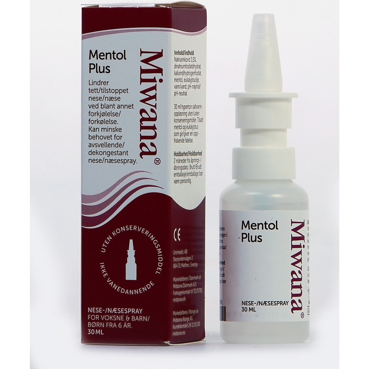 Miwana Næsespray Saltvand Mentol | 30 ml fra Miwana på Mecindo.dk