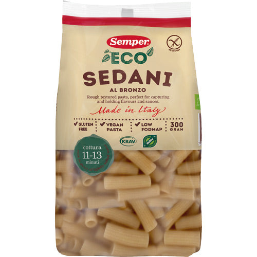 Semper Pasta Sedani Fuldkorn Glutenfri Økologisk | 300 gr fra Semper på Mecindo.dk