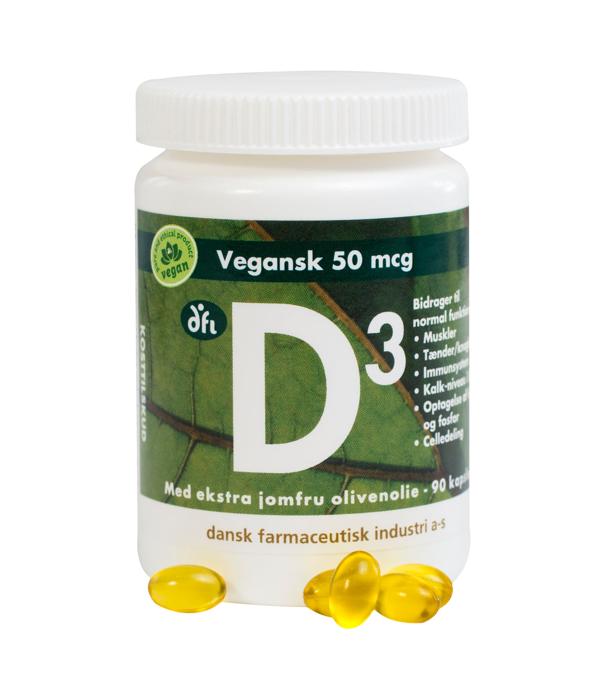 DFI D3 Vitamin 50 Mcg Vegansk | 90 kapsler fra Grønne dfi vitaminer på Mecindo.dk