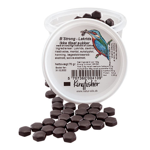 Kingfisher Lakrids Bee Strong | 70 gr fra Kingfisher på Mecindo.dk