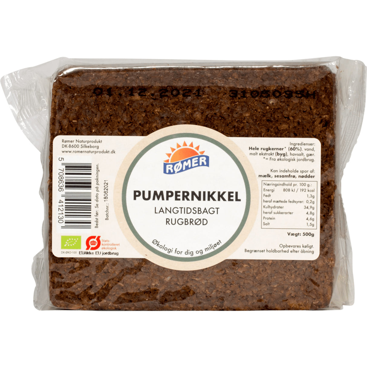 Rømer Rugbrød Pumpernikkel Økologisk | 500 gr fra Rømer på Mecindo.dk