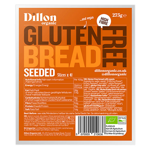 Dillon Organic Glutenfrit Brød M. Frø (Skiveskåret) Økologisk | 275 gr fra Dillon Organic på Mecindo.dk