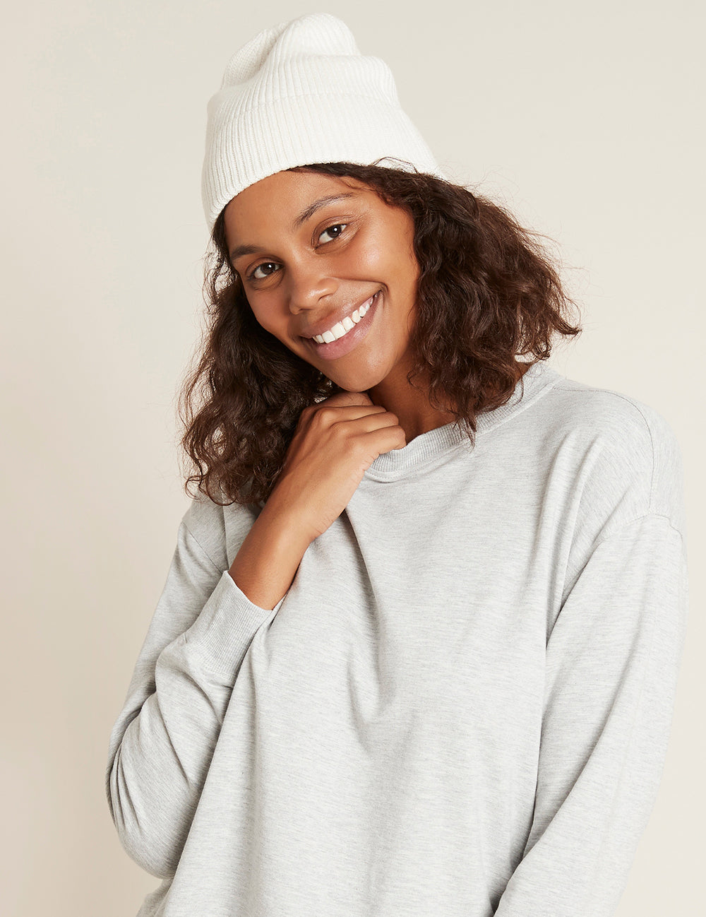 Boody Beanie Hue Ribbed Knit Hvid One-size fra Boody på Mecindo.dk