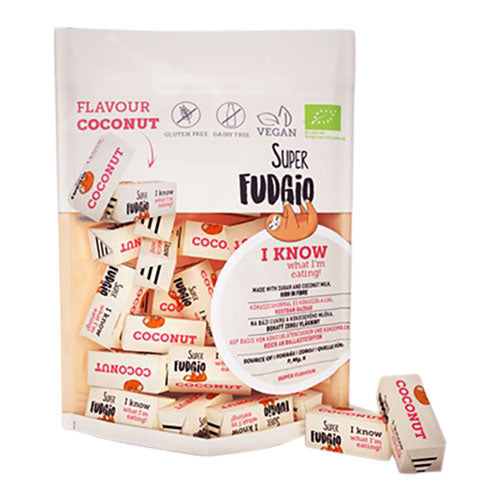 Super Fudgio Karameller Med Kokos Økologisk | 150 gr fra Super Fudgio på Mecindo.dk