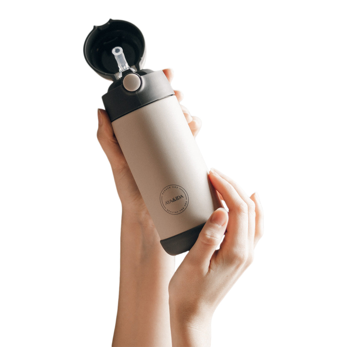 AYA&IDA Kids Straw Bottle (350 ml) | Cream Beige fra AYA&IDA på Mecindo.dk