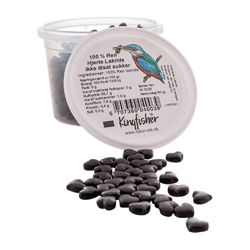 Kingfisher 100% Ren Hjerte Lakrids | 80 gr fra Kingfisher på Mecindo.dk
