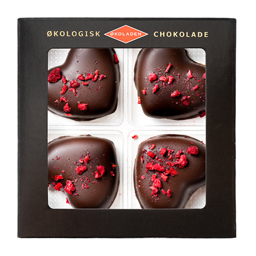 Marcipanhjerte hindbær 4 stk Ø