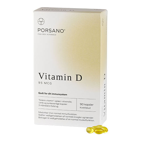 Porsano Vitamin D 95 Mcg | 90 kapsler fra Porsano på Mecindo.dk