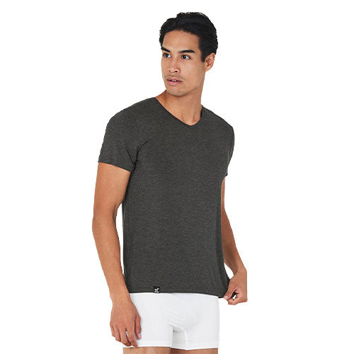 Boody Men´s V-neck T-shirt Dark Marl | Str. M fra Boody på Mecindo.dk