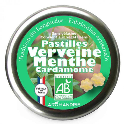Aromandise Pastiller M. Verbena, Mynte & Kardemomme Økologisk | 45 gr fra Aromandise på Mecindo.dk