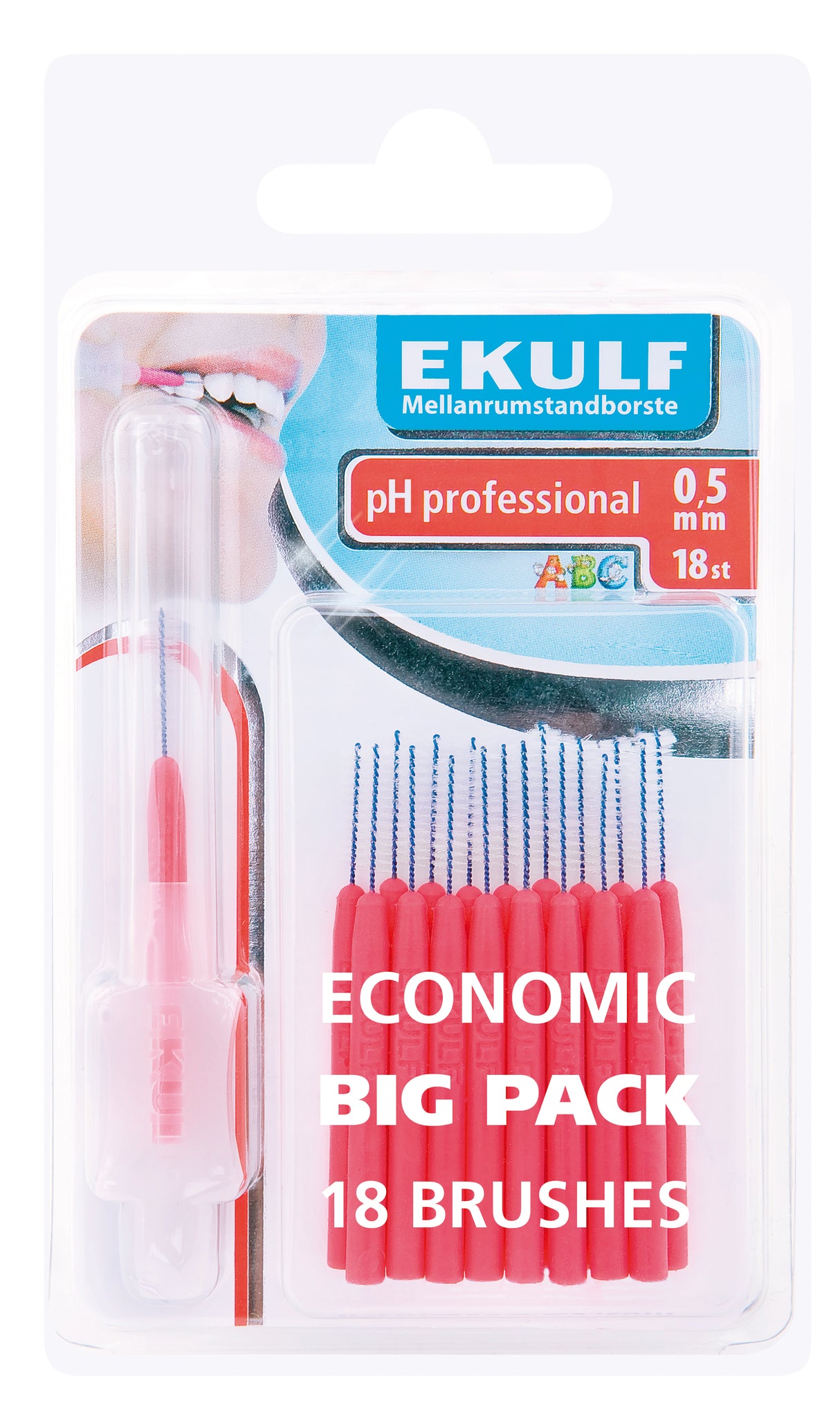 Ekulf PH Professional Mellemrumsbørste (18 stk) | 0,5 mm fra Ekulf på Mecindo.dk