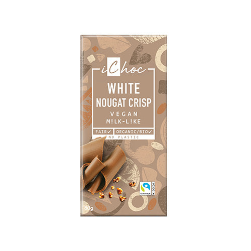 ichoc White Nougat Crisp Økologisk | 80 gr fra ichoc på Mecindo.dk