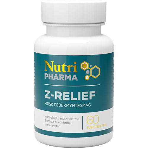 NutriPharma Z-relief Zink Sugetabletter | 60 Tabl. fra NutriPharma på Mecindo.dk