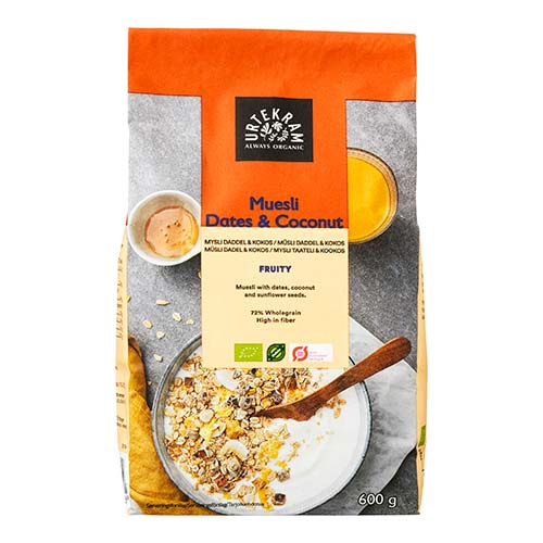 Urtekram Mysli Daddel & Kokos Økologisk | 600 gr fra Urtekram på Mecindo.dk