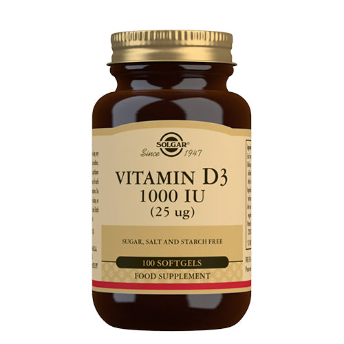 Solgar D3-vitamin | 100 kapsler fra Solgar på Mecindo.dk