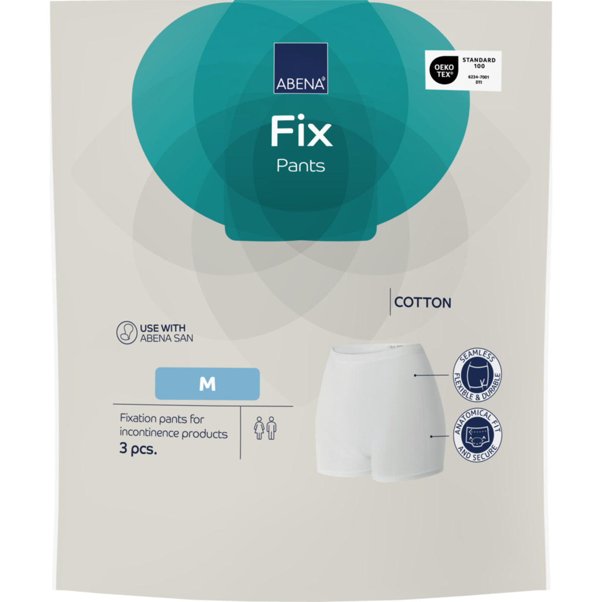 Abena Fix Pants Cotton Med Ben (3 stk) | Str. M fra Abena på Mecindo.dk